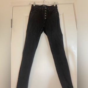“High rise super skinny ankle” jeans from Abercrombie, NEVER WORN, button front